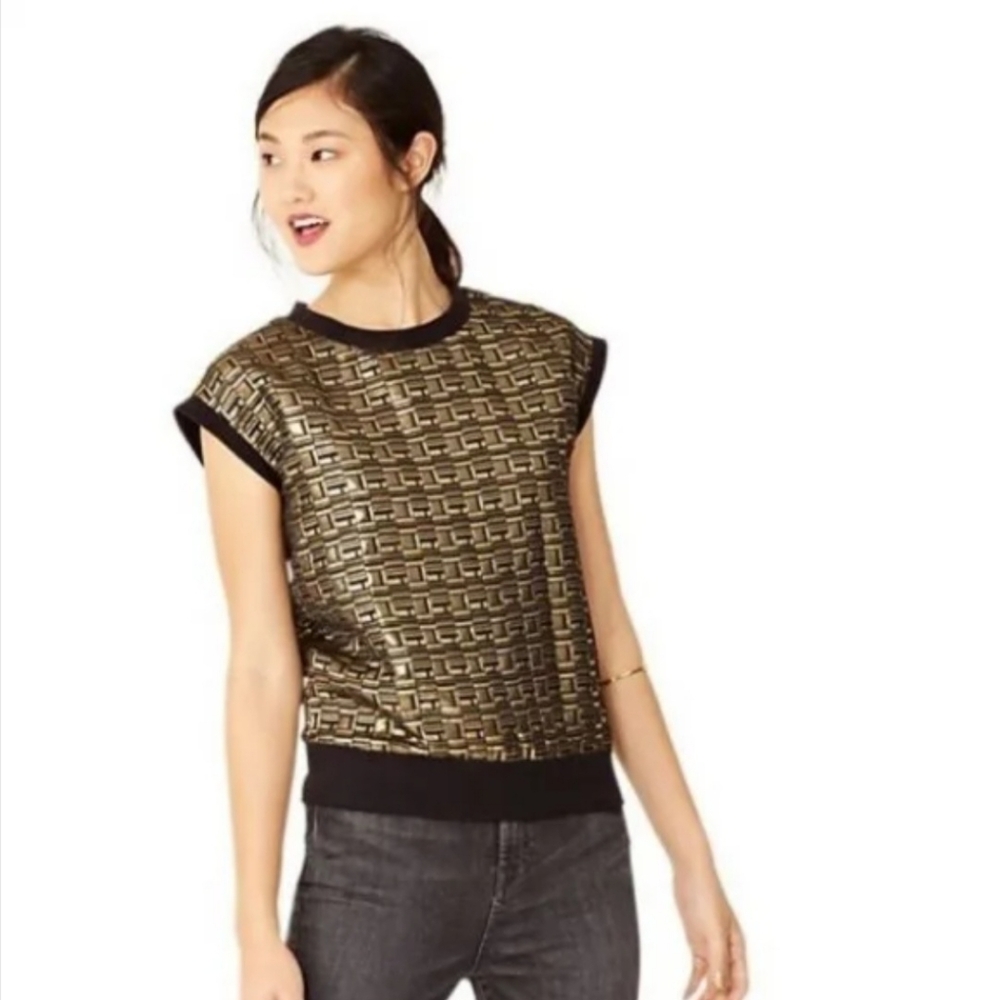 Kate Spade Saturday baroque gold sweatshirt top. Size M